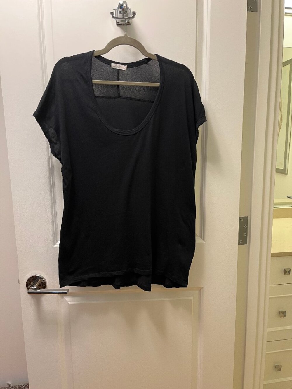 Barefoot Dreams MC Scoop Neck Relaxed Fit 100% Cotton Black Tunic Size Large